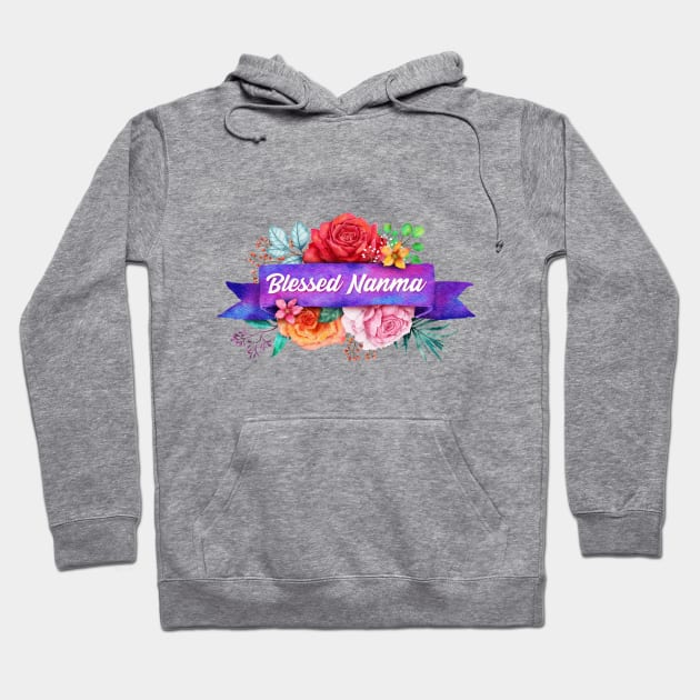 Blessed Nanma Floral Design with Watercolor Roses Hoodie by g14u